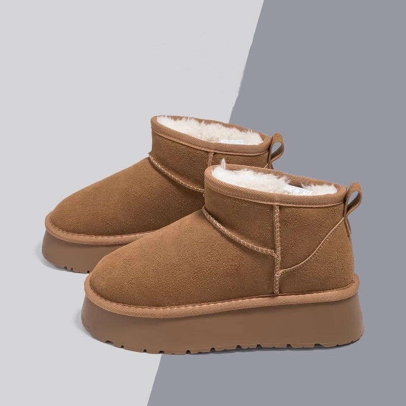 Popular Snow Boots For Women In Winter Fleece-Lined Winter Large Cotton Shoes Thick Sole Heightening Short Boots Outer Wear Bread Shoes - Image 2